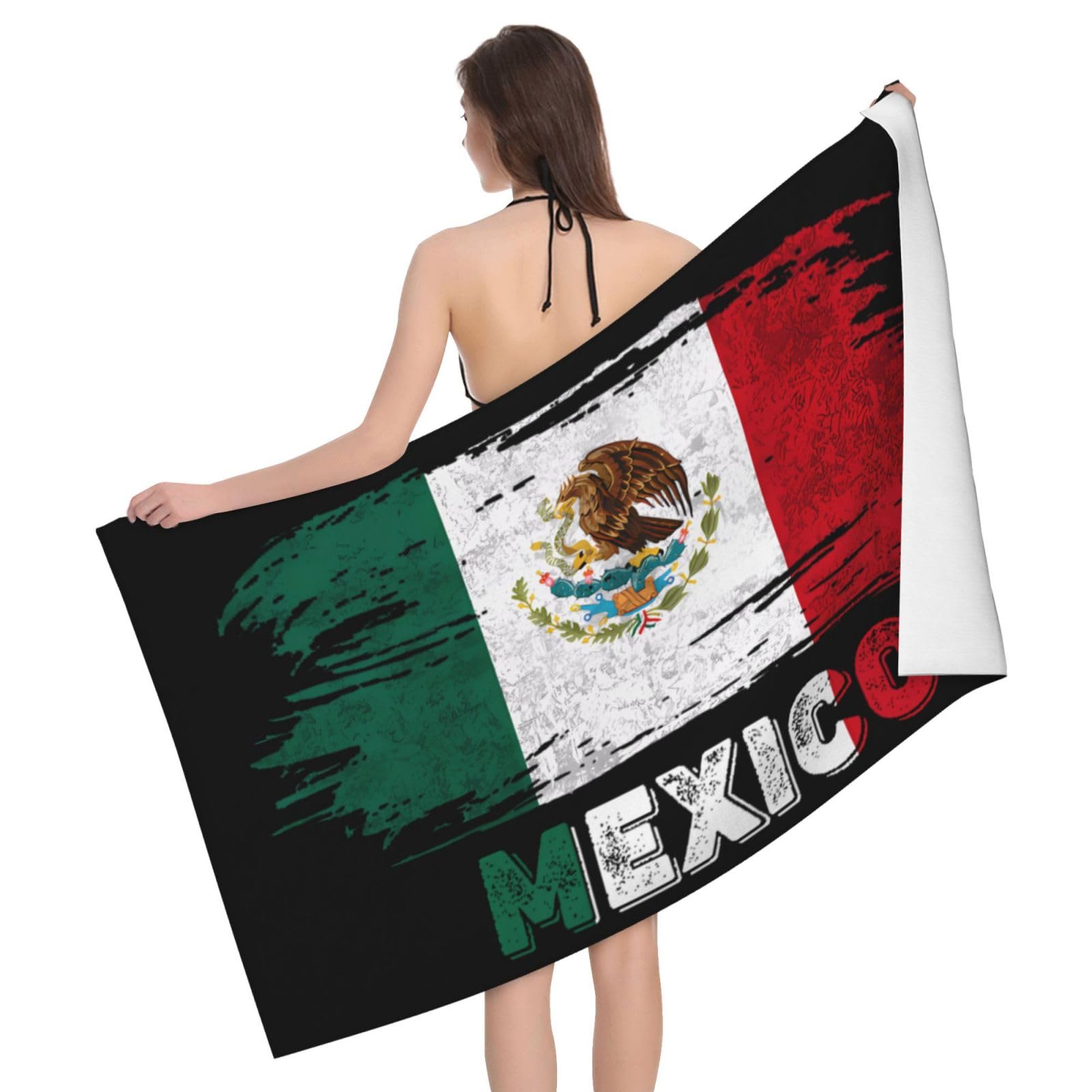 HLBSDM Microfiber Mexico Flag Beach Towel Quick Dry Soft Sand Free Beach Towels for Pool Swim Beach Lightweight Thin Towels