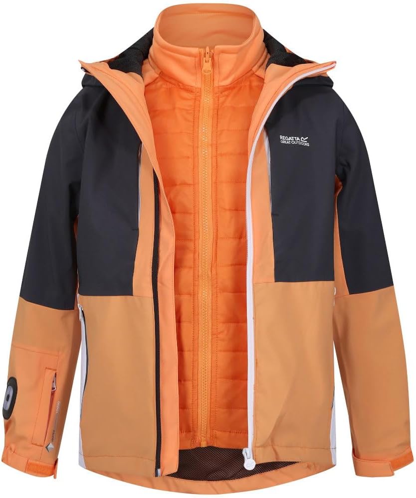 Regatta Childrens/Kids Hydrate VIII 3 in 1 Waterproof Jacket (7-8 Years) (Apricot Crush/Seal Grey)