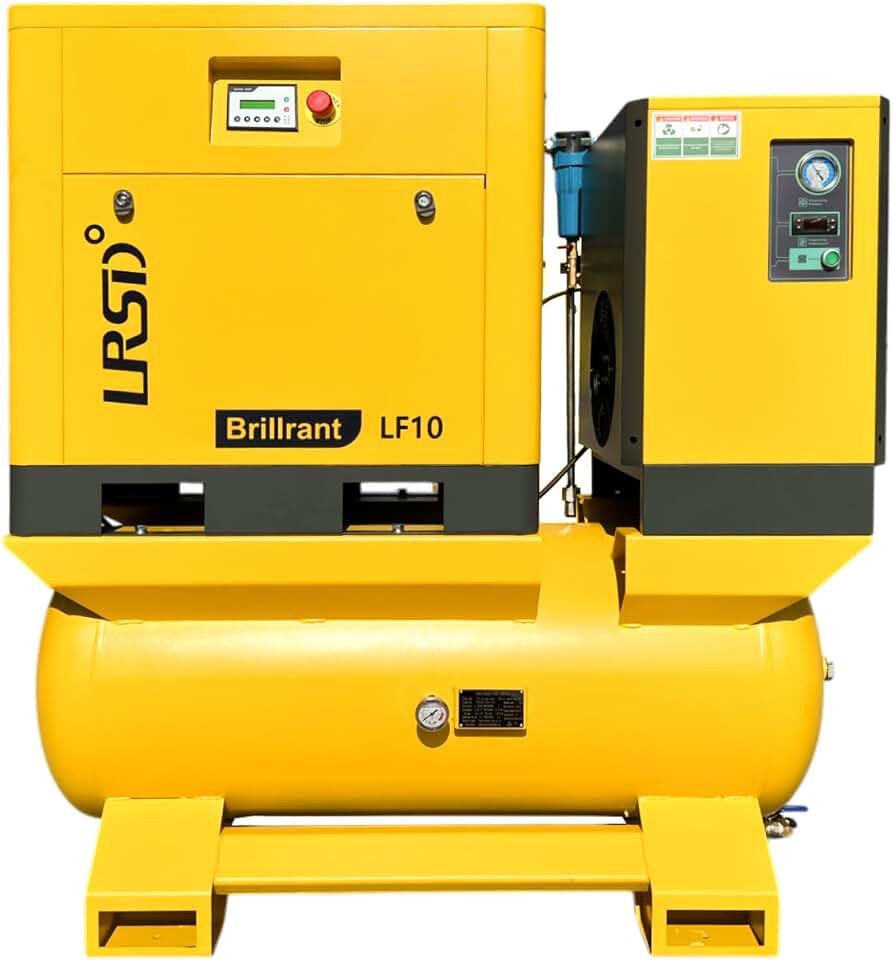 4in1 Screw Air Compressor 10HP 460V/3Ph 37CFM 125psi with 80Gal GAS TANK & Air Dryer & 5-FILTER Heavy Duty Air Compressed System ALL in One