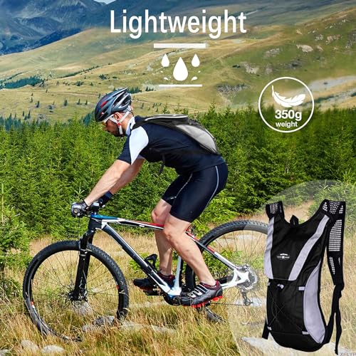 XFLYP Running Vest, Lightweight Hydration Backpack with 2L Water Bladder, Backpack Bicycle Bag Waterproof, Reflective, Tear Resistance for Running Outdoor Sports Trail Racing Marathon Hiking (Black) - Image 2