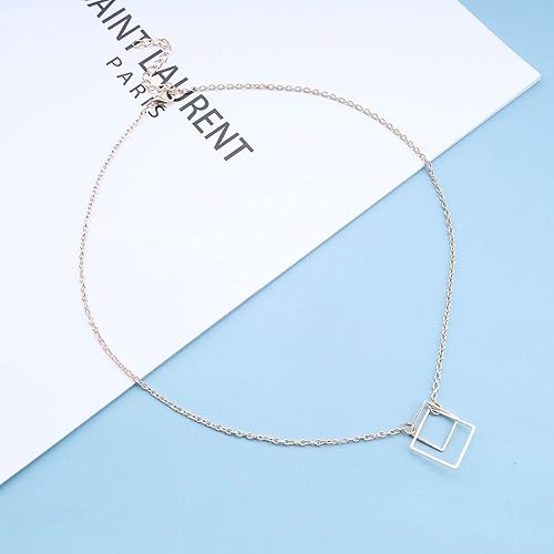 Miniatura 6 de YienDoo Collar cuadrado bohemio en Y, gargantilla de cadena cuadrada dorada, collar de Lariat cuadrado minimalista, collar con colgante cuadrado