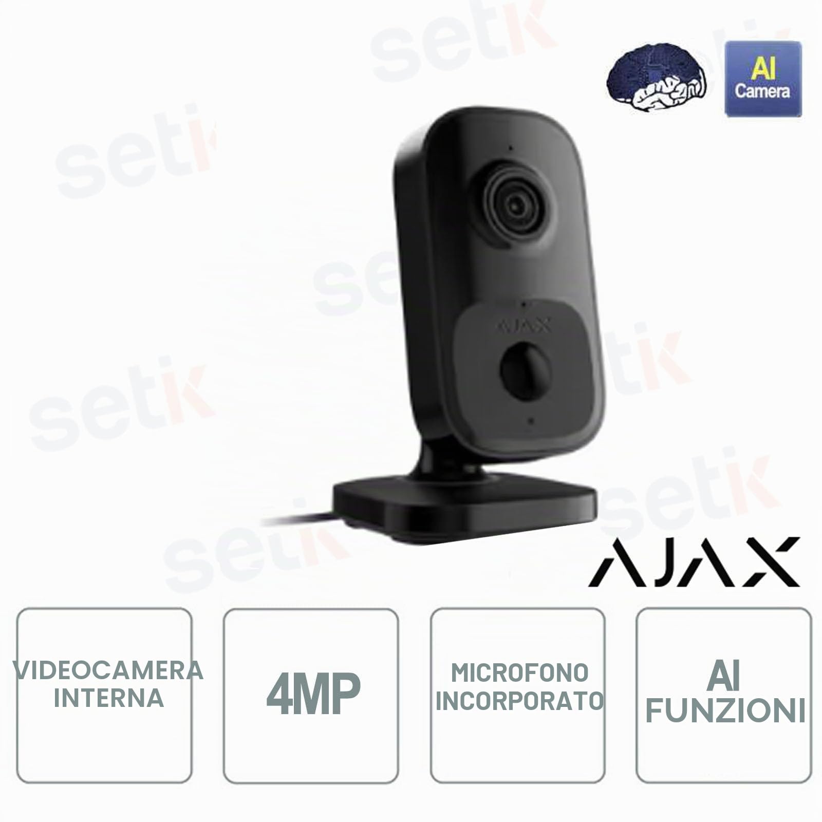 Generico IndoorCamera, Telecamera Wi-Fi 4MP, Rilevatore di Movimento PIR, Intelligenza Artificiale, Visione Notturna 8m, Audio Bidirezionale, Nero - 11567