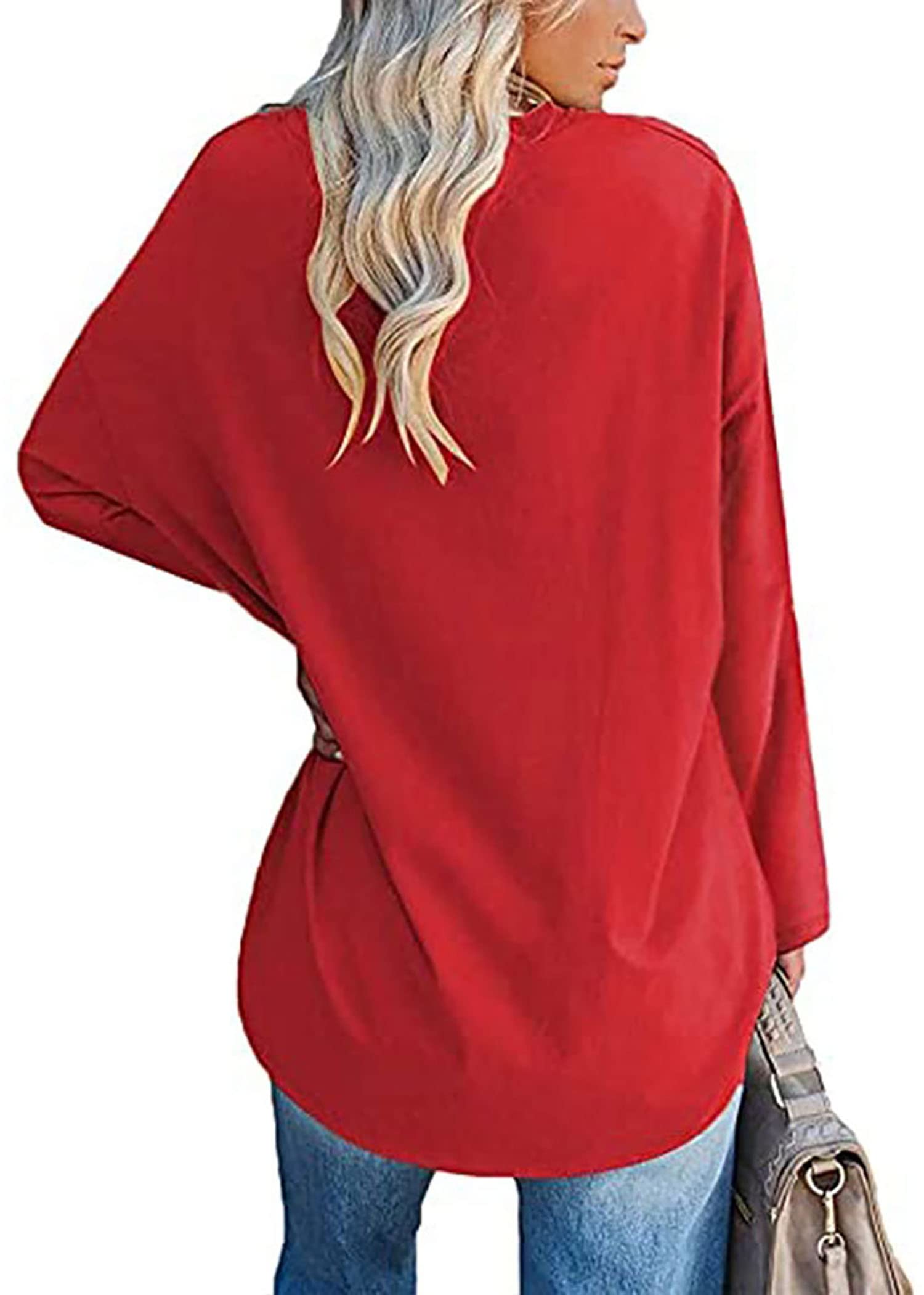 Camisetas de gran tamaño para mujer, de manga larga, casual, cómoda, holgada, a la moda