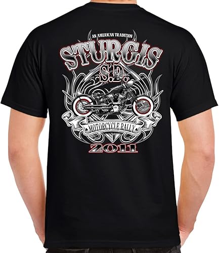 Nostalgia 2011 Sturgis Motorcycle Rally Retro Spade T-Shirt Black