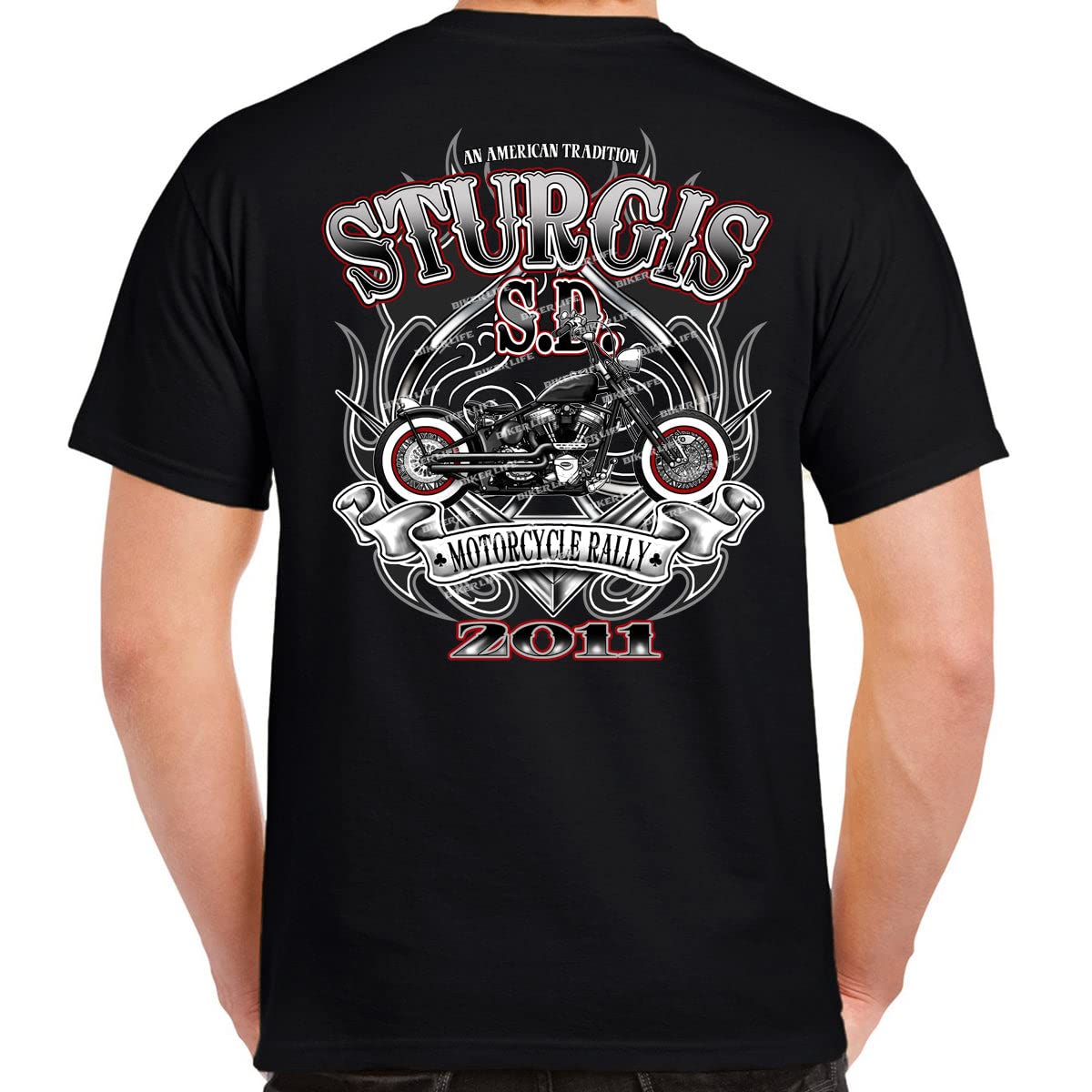 Nostalgia 2011 Sturgis Motorcycle Rally Retro Spade T-Shirt Black