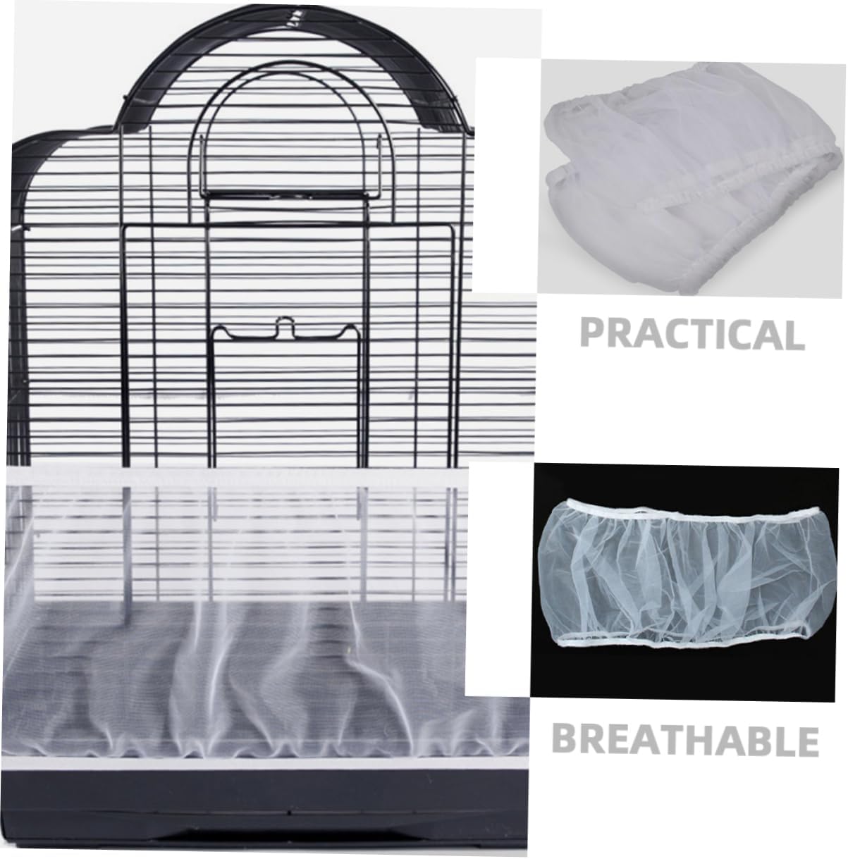 Toyvian Birdcage Cover Mesh Net for Parrots Breathable Bird Cage Netting Easy to Install and Detach Fit for Cages Dust and Sunshine Access Height Circumference