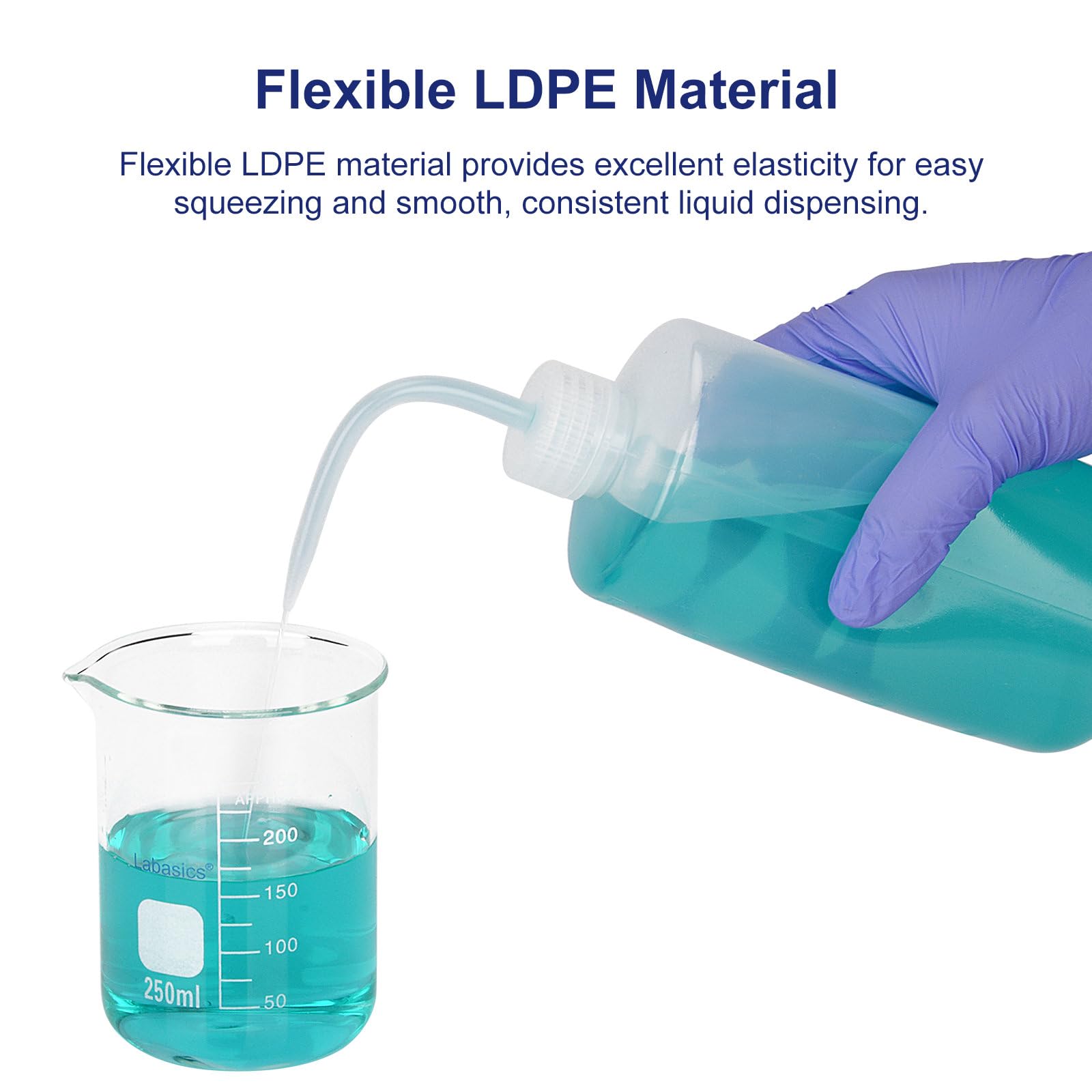 Labasics Butelka do mycia chemicznego, 1 opakowanie plastikowej butelki do mycia laboratoryjnego, LDPE z wąskim ustnikiem, 1000 ml (8 uncji) / 1 butelka