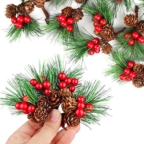 20 Stück Künstliche Tannenzweige, Weihnachten Tannenzapfen Zweige...