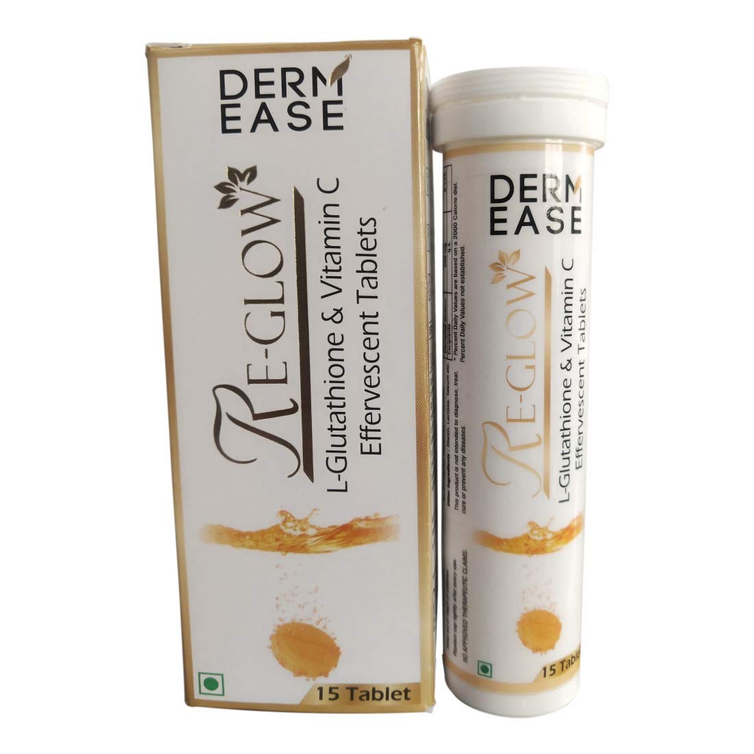 DERM EASE RE-GLOW Effervescent Tablet | Prevents Acne | Reduces Pimples and Blemishes Pack of 1 (15 Tablet)