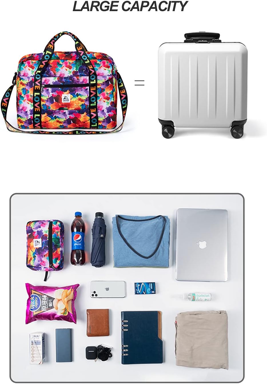 Foldable Large Capacity Duffel Bag Over light Carry on Luggage Travel bag