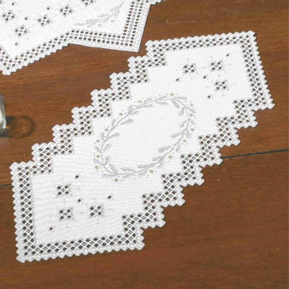 Permin Counted Hardanger Table Runner Stitch kit Hardanger Garland, 28x67cm, DIY, 63-0832