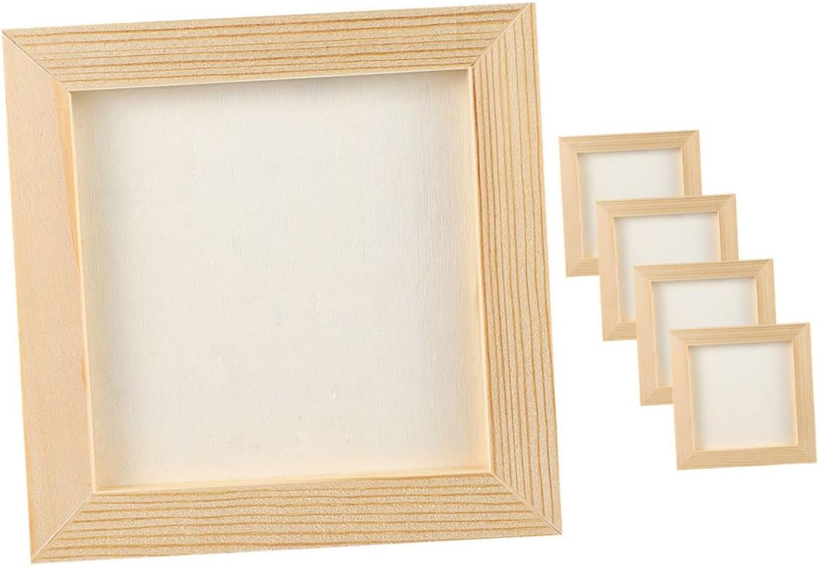 Zerodeko 5 Pcs Wooden Picture Frames for Kids DIY Craft Paintable Khaki