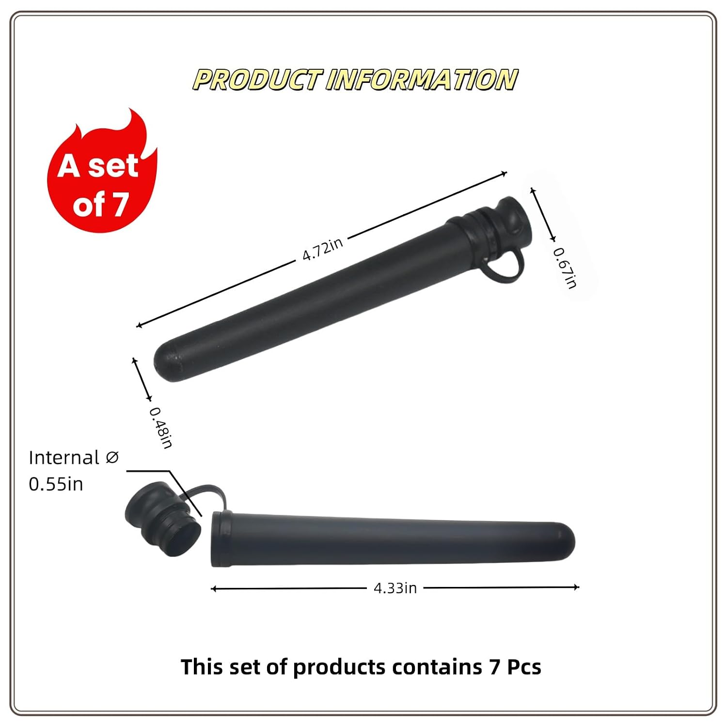 7 Pcs Waterproof - Container Plastic Storage Tube 4.72" Squeeze Top (Black) | Leak-Proof Storage Tubes for Dry Goods, Cosmetics, Jewelry & Small Items - Dust-Resistant for Travel, Sports & Outdoor Use