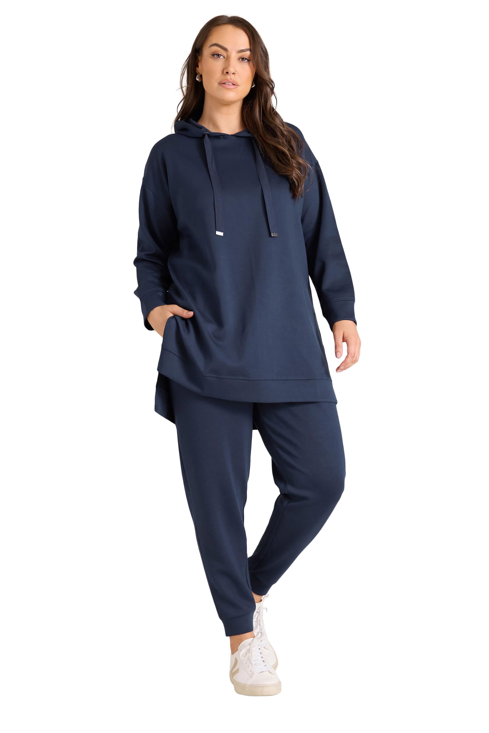 EVANS Curve Blue Luxe Drawstring Hoodie - Women's - Plus Size Curve
