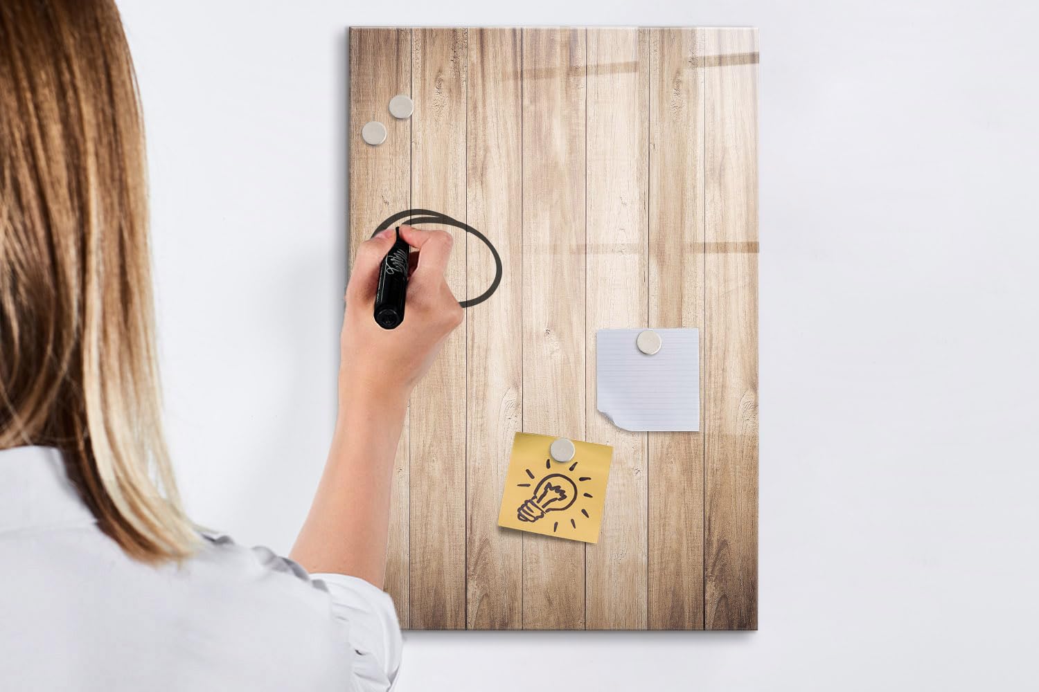 Pizarra mural de vidrio 40x60 cm | Tablones de madera clara