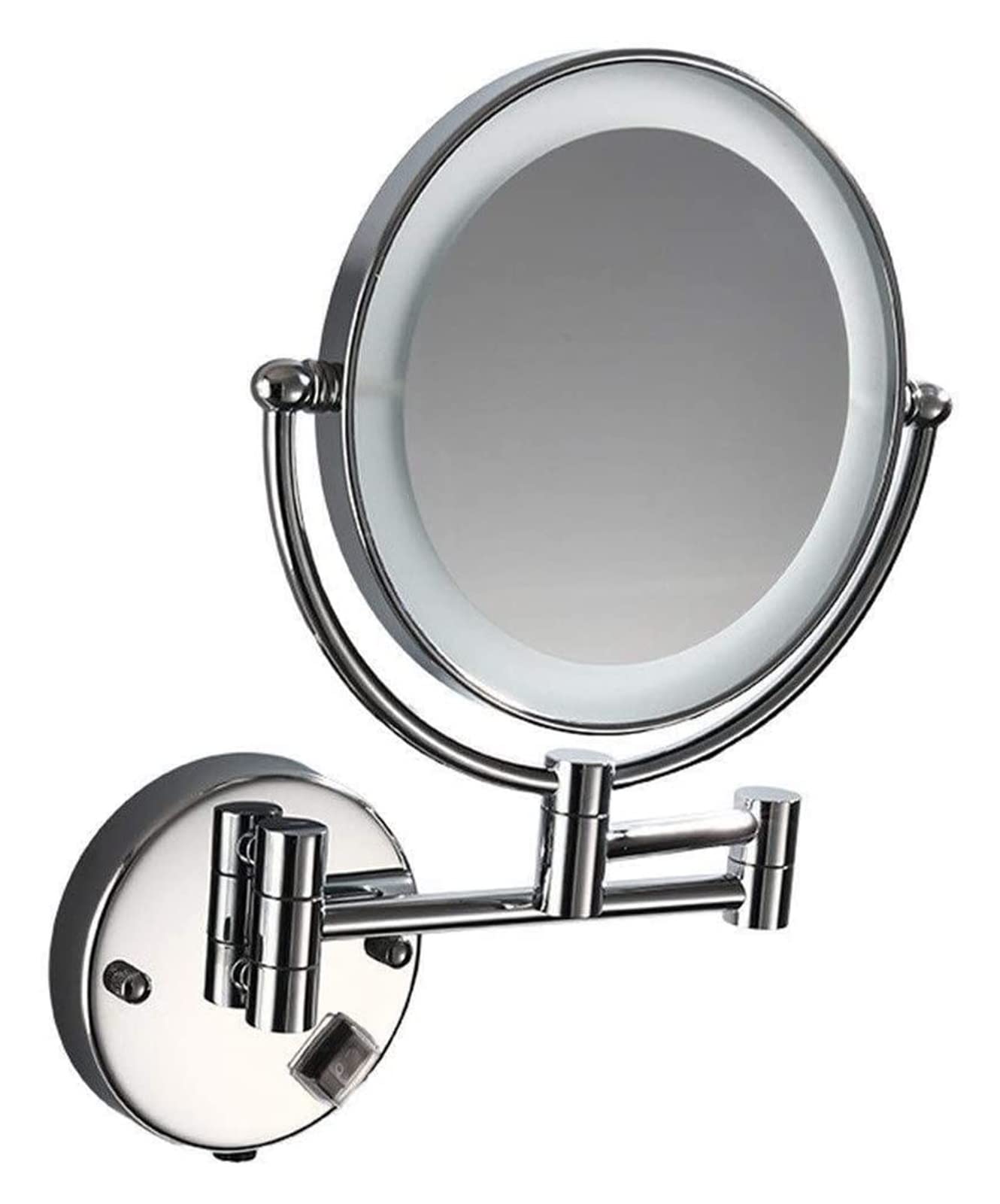 Miroir Maquillage Mural LED Miroir Lumineux Grossissant 3X Argent Rechargeable 8 Pouces Double Face
