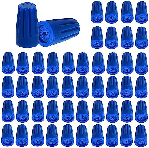 50pcs Waterproof Wire Electrical Connectors Outdoor Seal Electrical Twist Nut Cap Cable Terminal Connector Landscape Lights Irrigation Valve Wet Location Installation 22AWG-12AWG, Blue