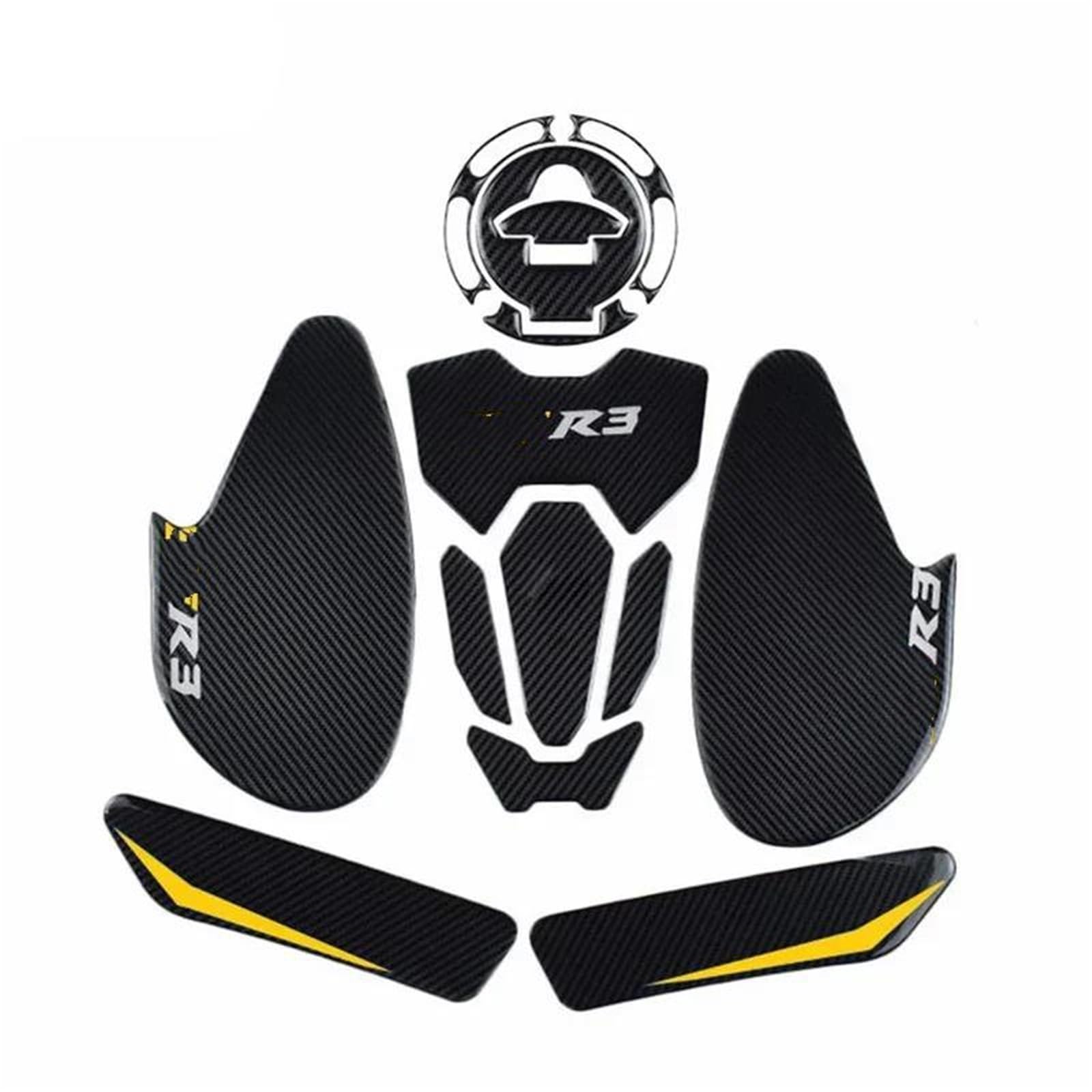 Motorcycle Fuel Tank Cap Pad Side Grip Sticker Pads for Yamaha R3 YZFR3 YZF 2019-2022 Fairing Sticker