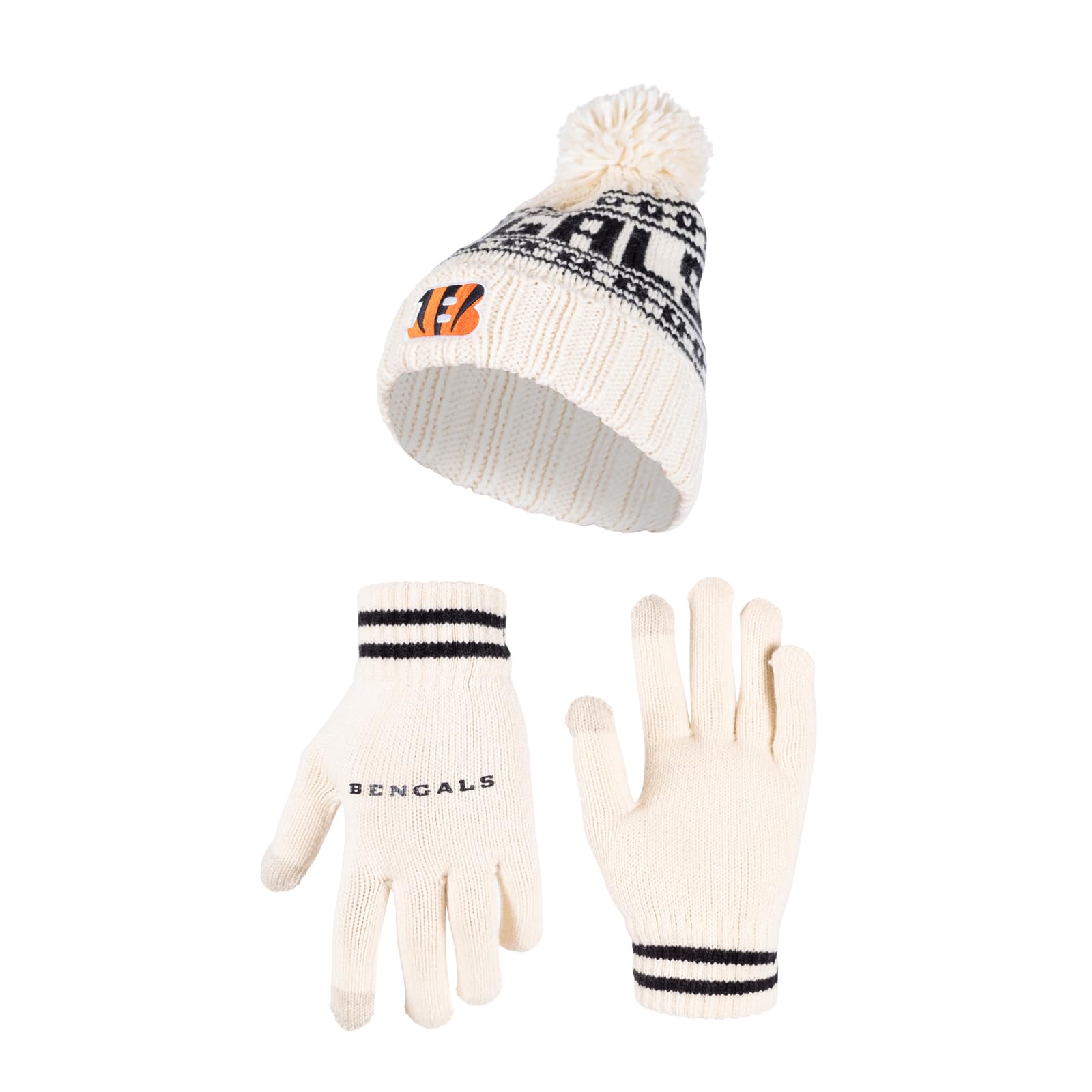 Ultra GameAdults NFL Official Super Soft Cable Knit Winter Beanie Knit Hat with Warm Touch Screen Gloves