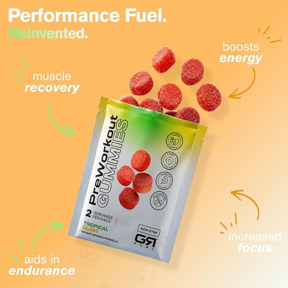 Non-Stim Pre Workout Gummies, Tropical Blast, 30 Servings