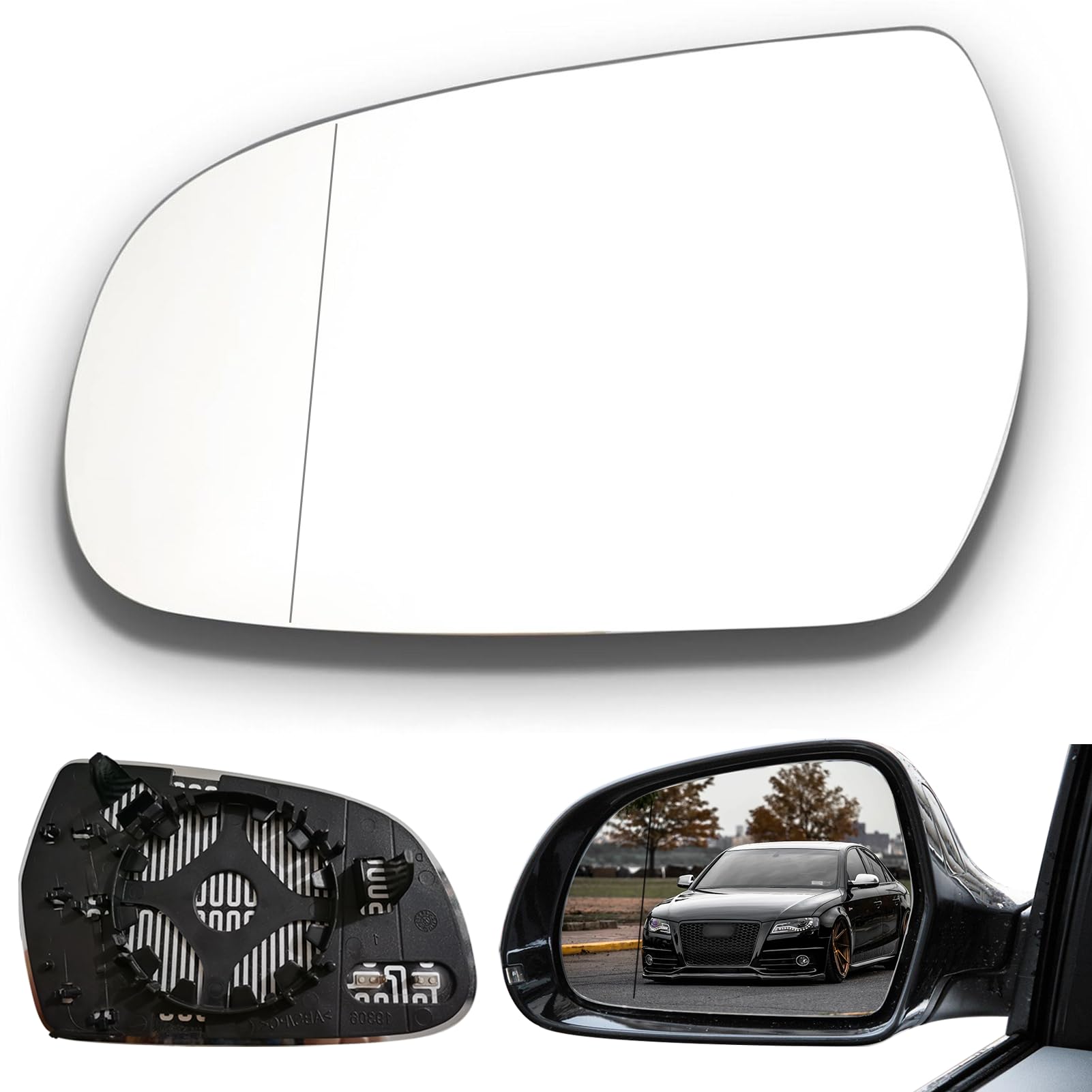 Cristal de Espejo Retrovisor Compatible con Audi A3 A4 A5 Retrovisor Exterior Izquierdo Calefactable Asférico Espejo Retrovisor Coche Repuesto con Panel