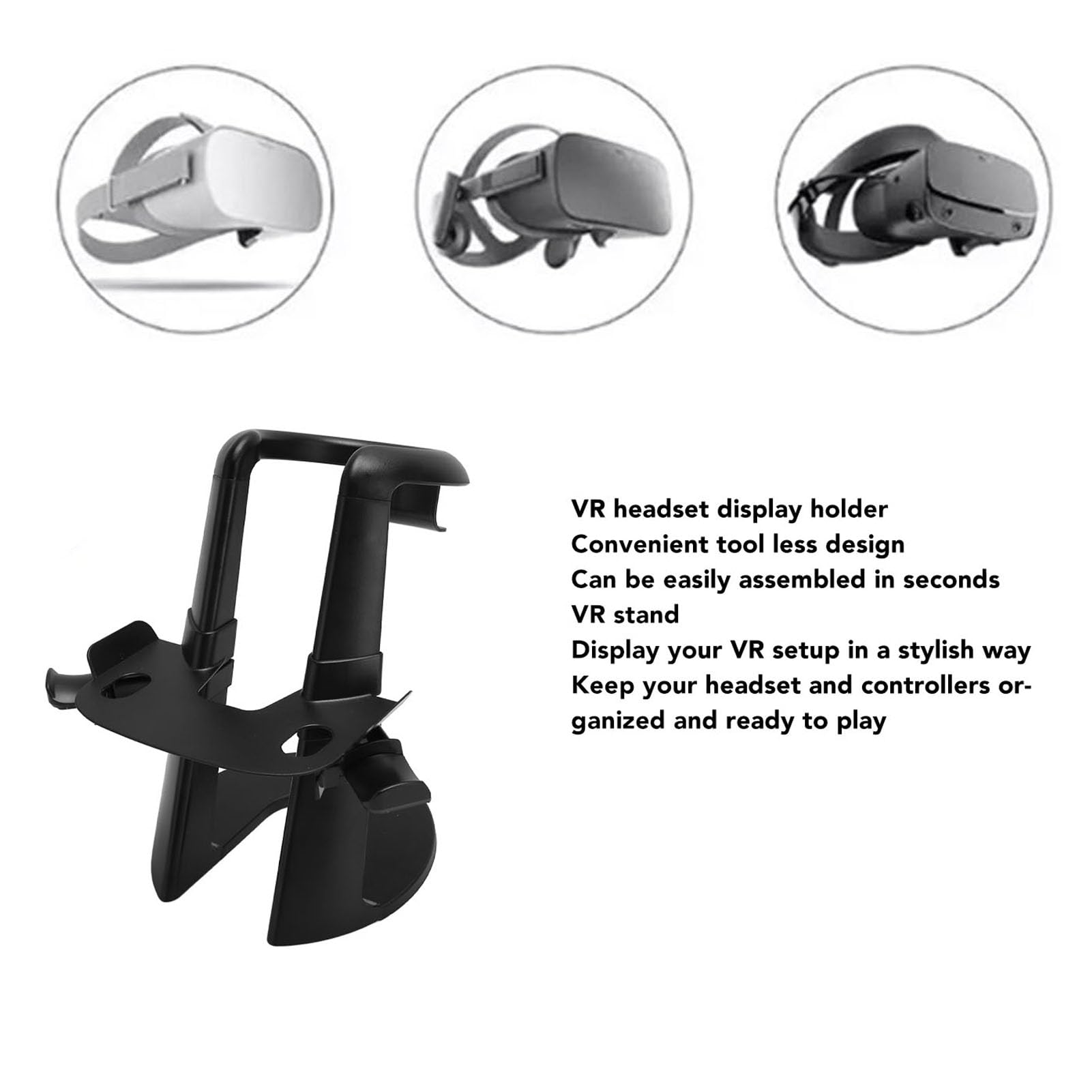 Generic Support de Casque VR, Installation Facile, Universel, Empêche Le Basculement, Support d'affichage de Casque VR Durable pour de Taille Standard (Black)