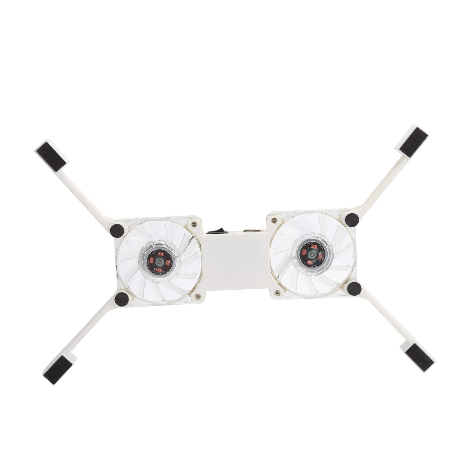 Almohadilla de enfriamiento portátil para laptop, almohadilla enfriadora plegable con 2 ventiladores emisores de luz, montaje antideslizante, soporte de disipación de calor alimentado por USB 6