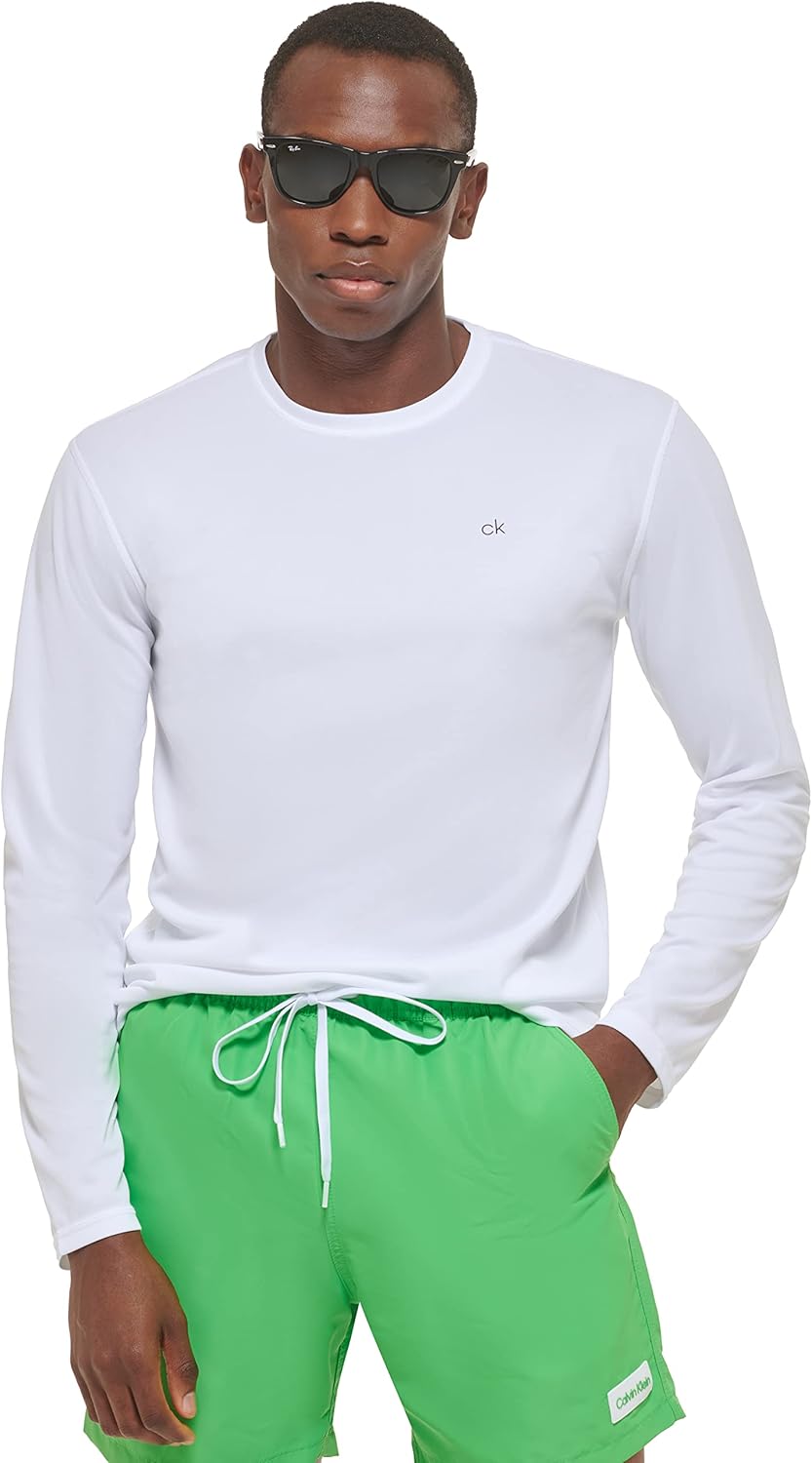 Calvin Klein Mens Standard Light Weight Quick Dry Long Sleeve 40+ UPF Protection Active Top