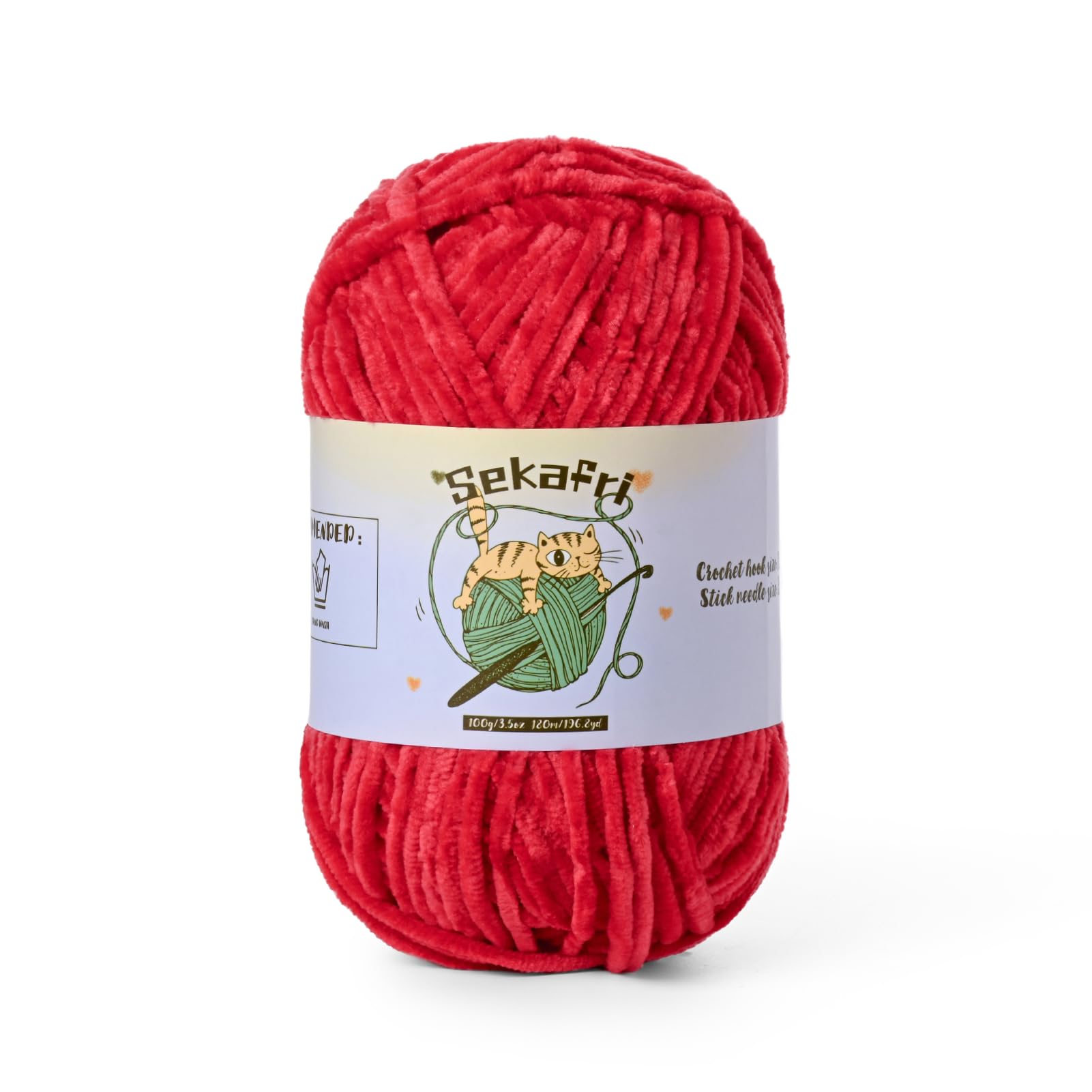 Fuzzy Chenille Yarn for Crocheting Amigurumi Crochet Yarn Red