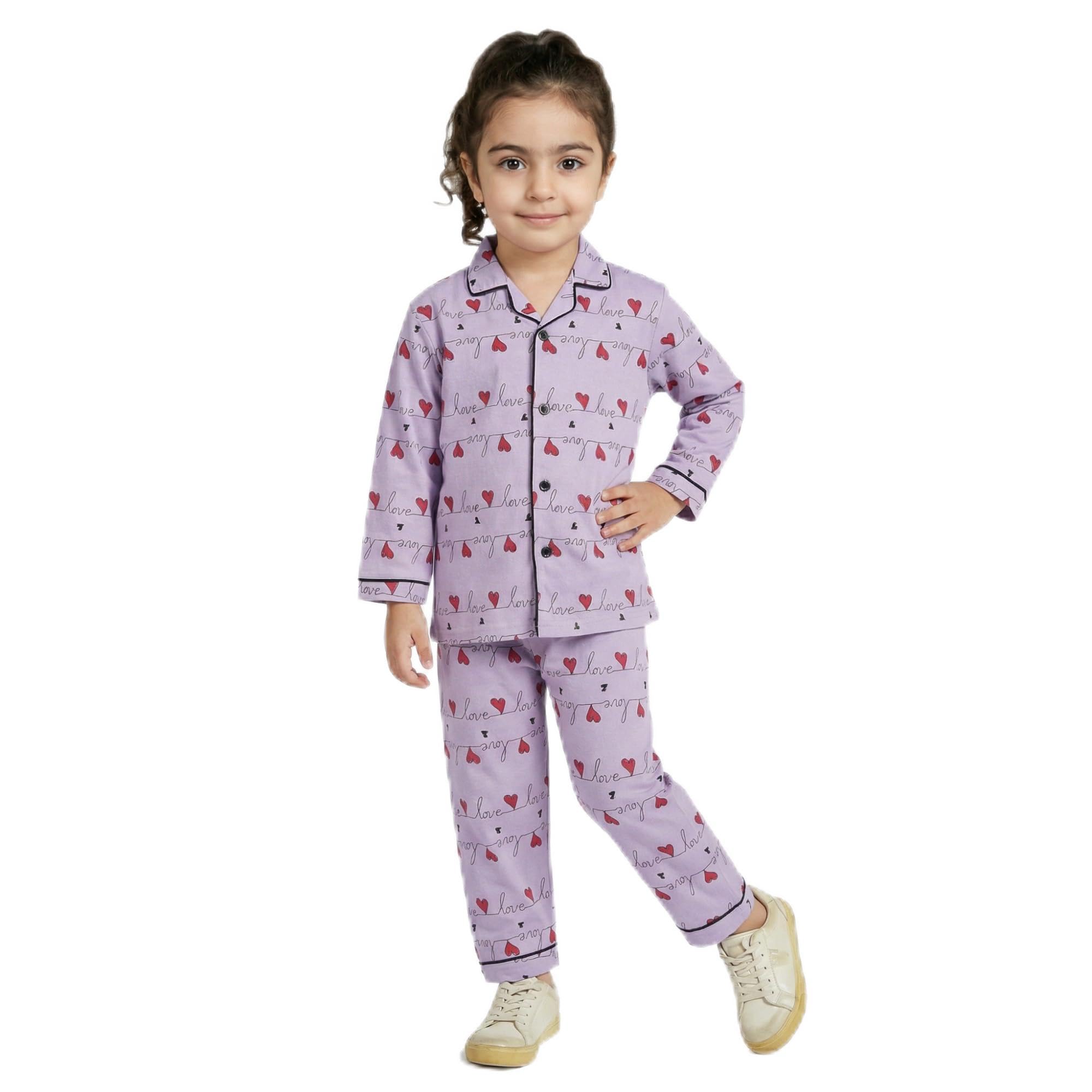 Unisex Baby Kids Cotton Printed Full Sleeves Night Suit Purple 1Pc (18-24 Months, Purple.Heart)-image-38