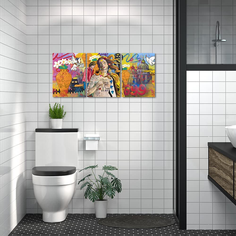 FROMグラフィティーアート3点セット\"3rother\" Amazon.com: 3 Piece Graffiti t Wall Art - Birth of Venus Canvas