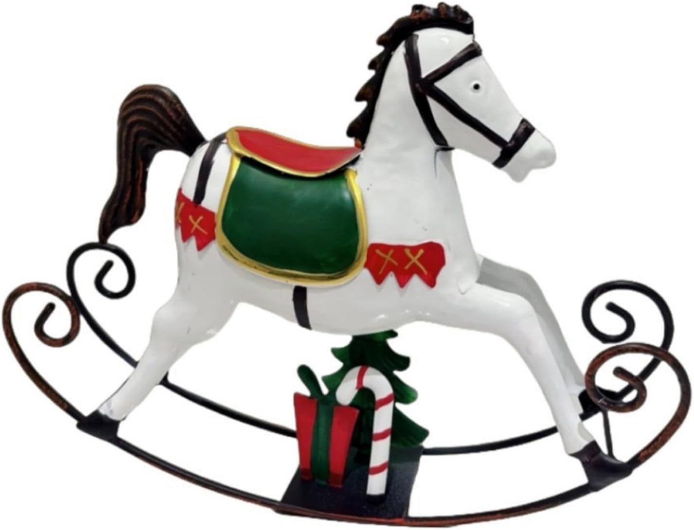 Elegant Iron Animal Sculpture Festive Home for Christmas Party Tabletop Shelf Display 30cm X 22cm Rocking Horse Centerpiece