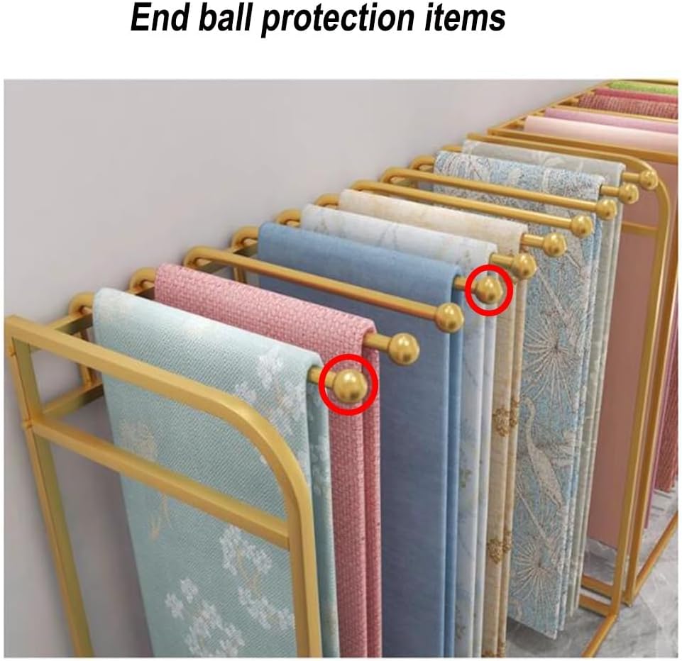 Floor Metal Fabric Display Rack, Metal Scarf Holder Organizer, Swingable Hanger Rod, for Bed Sheet/Scarf/Silk Scarf/Curtain/Bath Towel (Color : Black-A, Size : 120x60x135cm)