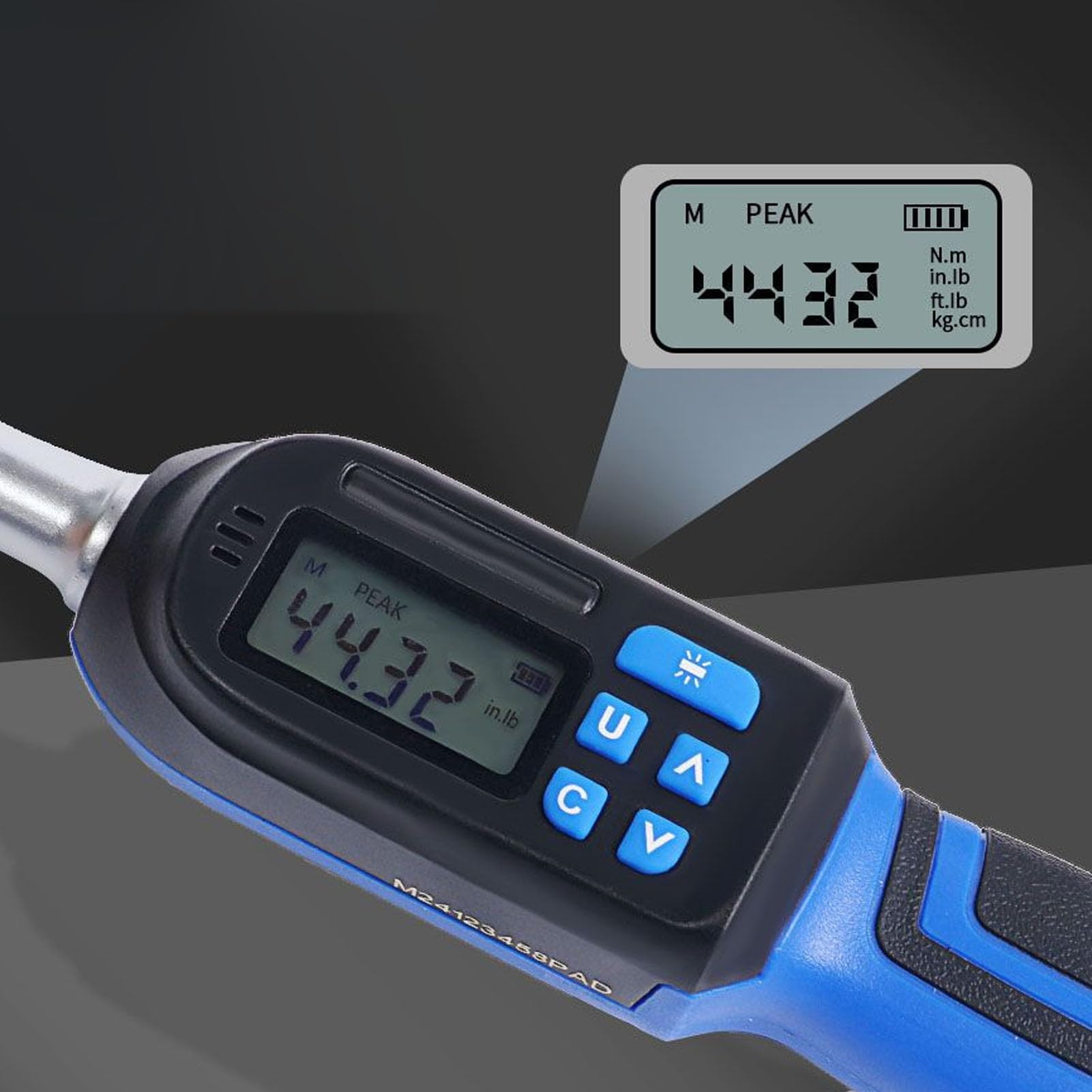 Cyfrowy klucz skrętny Napęd 1/2 10 do 200 Nm, elektroniczny klucz skrętny Dokładność ±2% Wyświetlacz LCD z brzęczykiem Przemysłowy klucz nastawny o dużej wytrzymałości ze schowkiem