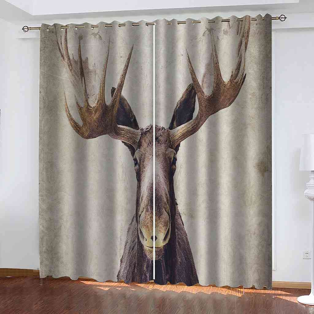 Rideau occultant moderne élan 3D rideaux à oeillets thermique isolant phonique chambre salon