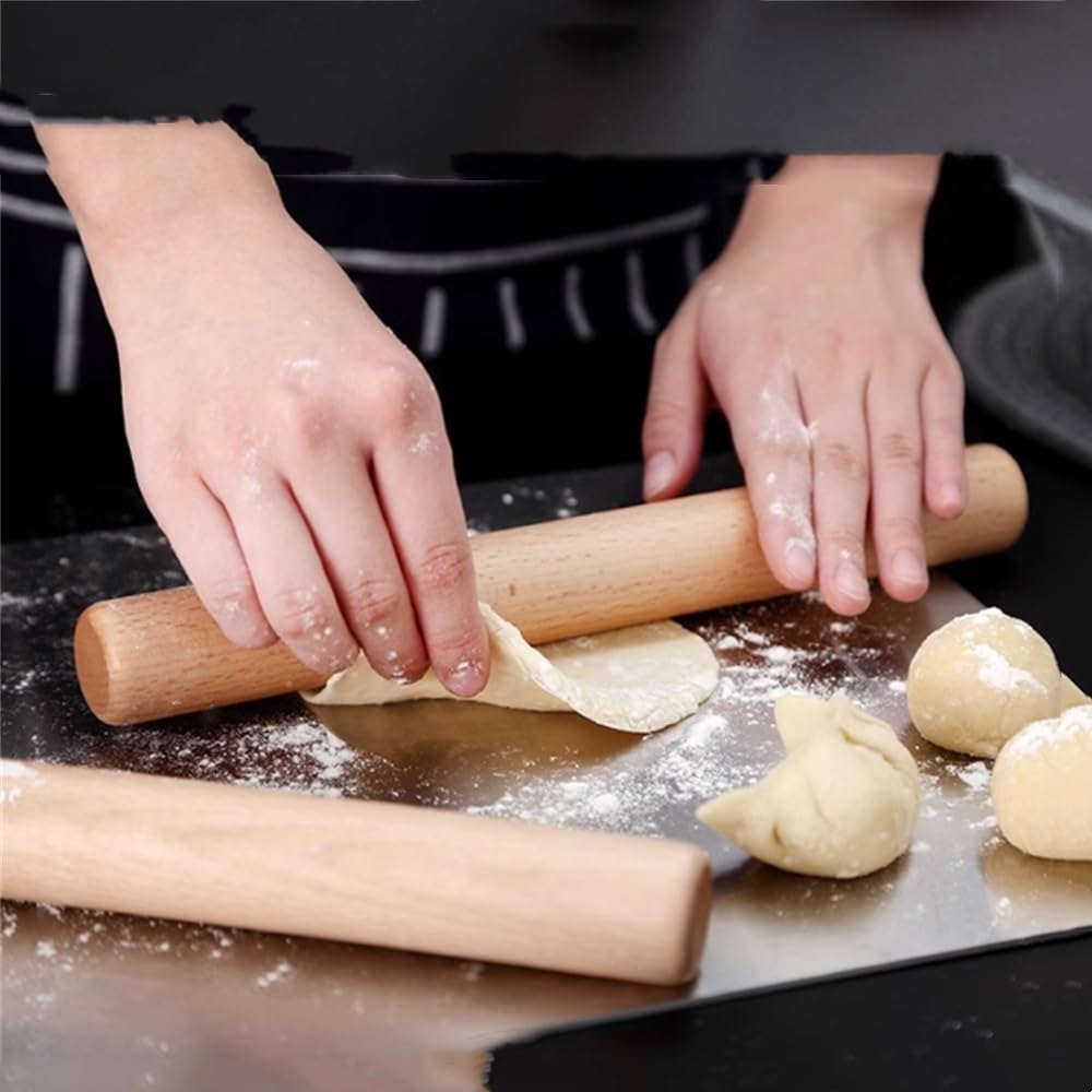 Rodillo de madera para hornear, herramienta de cocina esencial para pastelería y preparación de masa