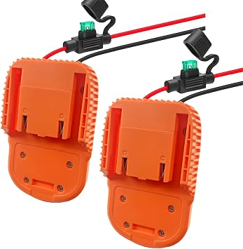 2Pack Power Wheels Adapter for Ridgid AEG 18V Hyper Battery, 14AWG Wire with Fuse & Wire Terminals for RC Car Truck e-Bike Robotics