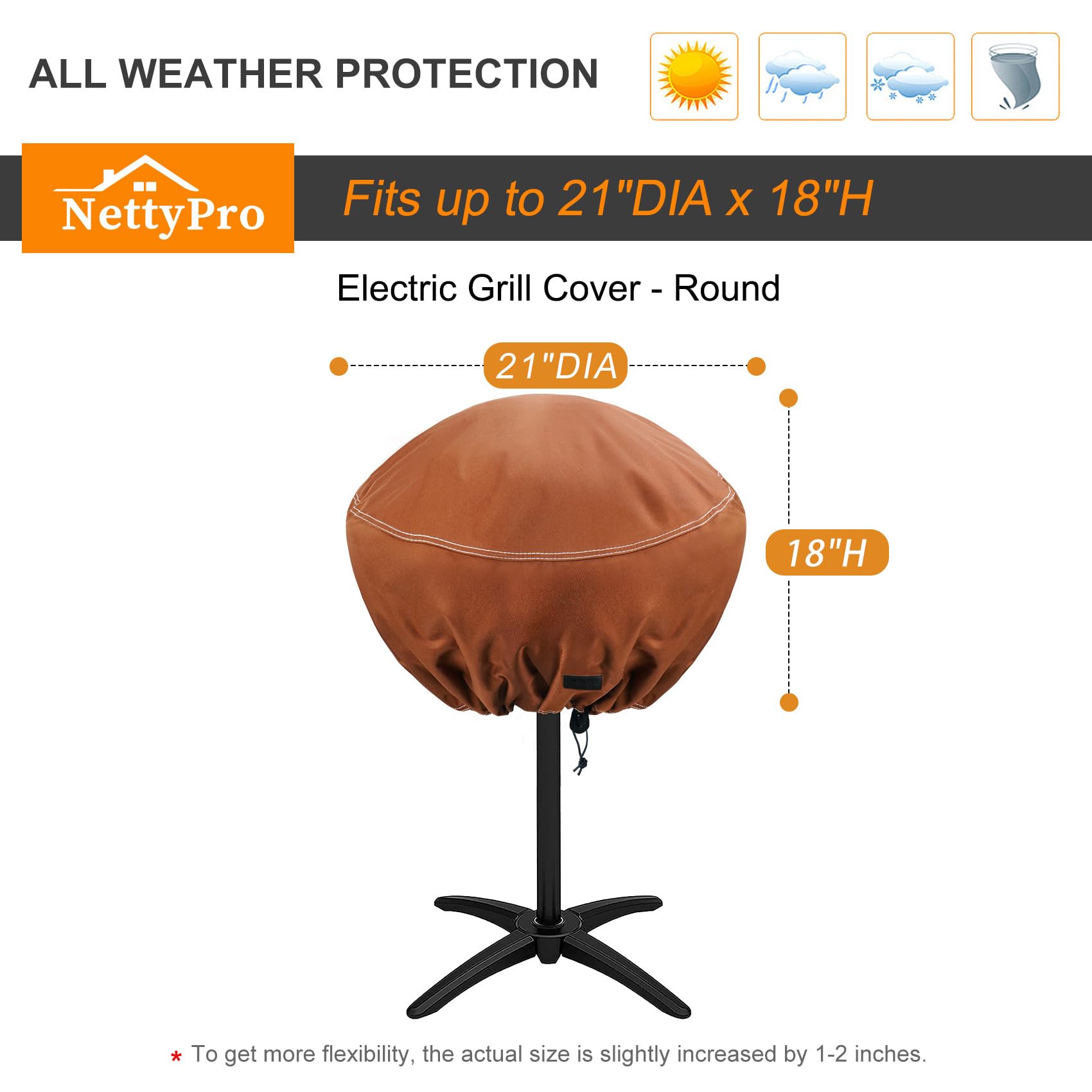 NettyPro Copertura per barbecue da 142 cm, 600 denari, resistente, impermeabile, 2-3 bruciatori, copertura per barbecue Weber, Char-Broil, Brinkmann, Nexgrill e altro, marrone
