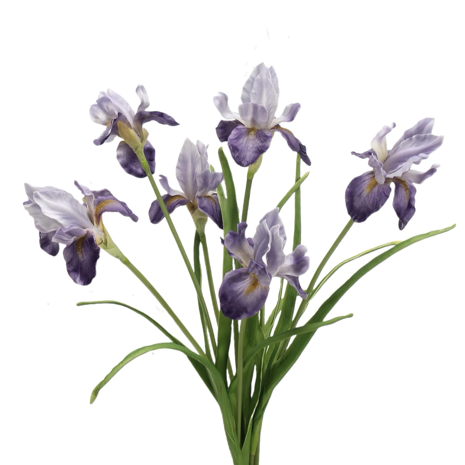 Artificial Iris Flowers Stems, Purple Faux Iris Bouquet for Vase Arrangement, Realistic Fake Flowers for Home Decor, Living Room, Bedroom, Table Centrepiece, Indoor Decoration, Vase Not Included