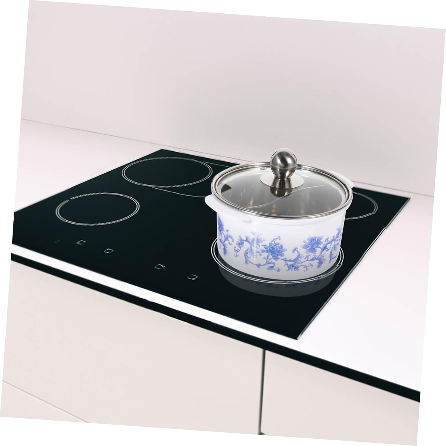 LIFKOME Stainless Steel Induction Hot Pot with Lid Small Divided Soup Pot for Cooking for Single Serving Floral Design Suitable for Induction Cookers and Stoves
