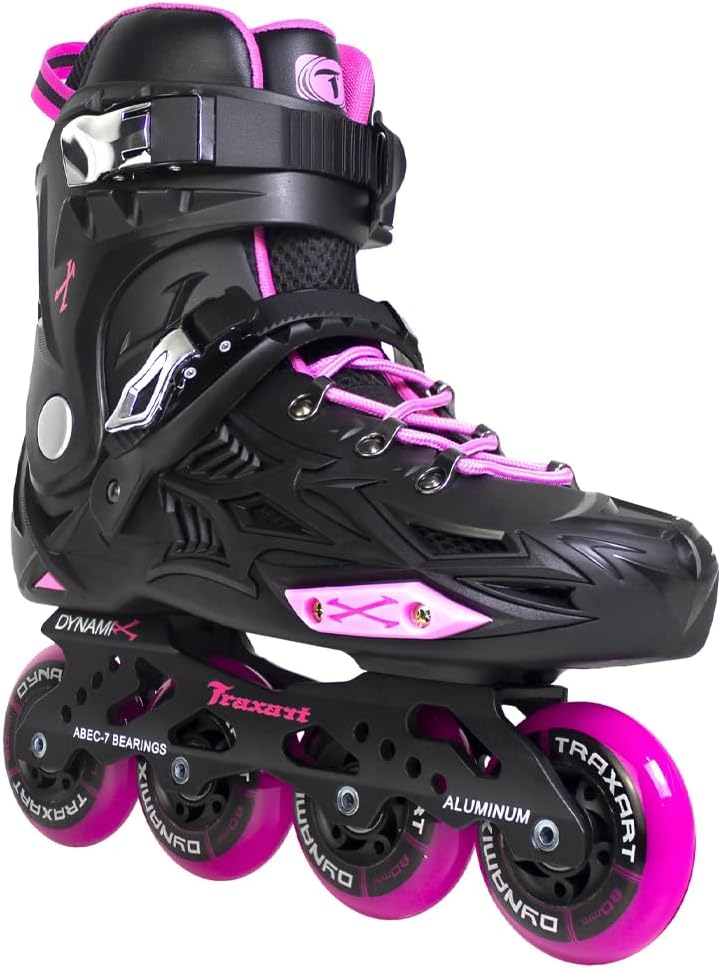TRAXART Urban Freestyle Inline Skates Dynamix Pink Hardboot, Aluminum Frame, 80mm Wheels, ABEC-7 Bearings for Women