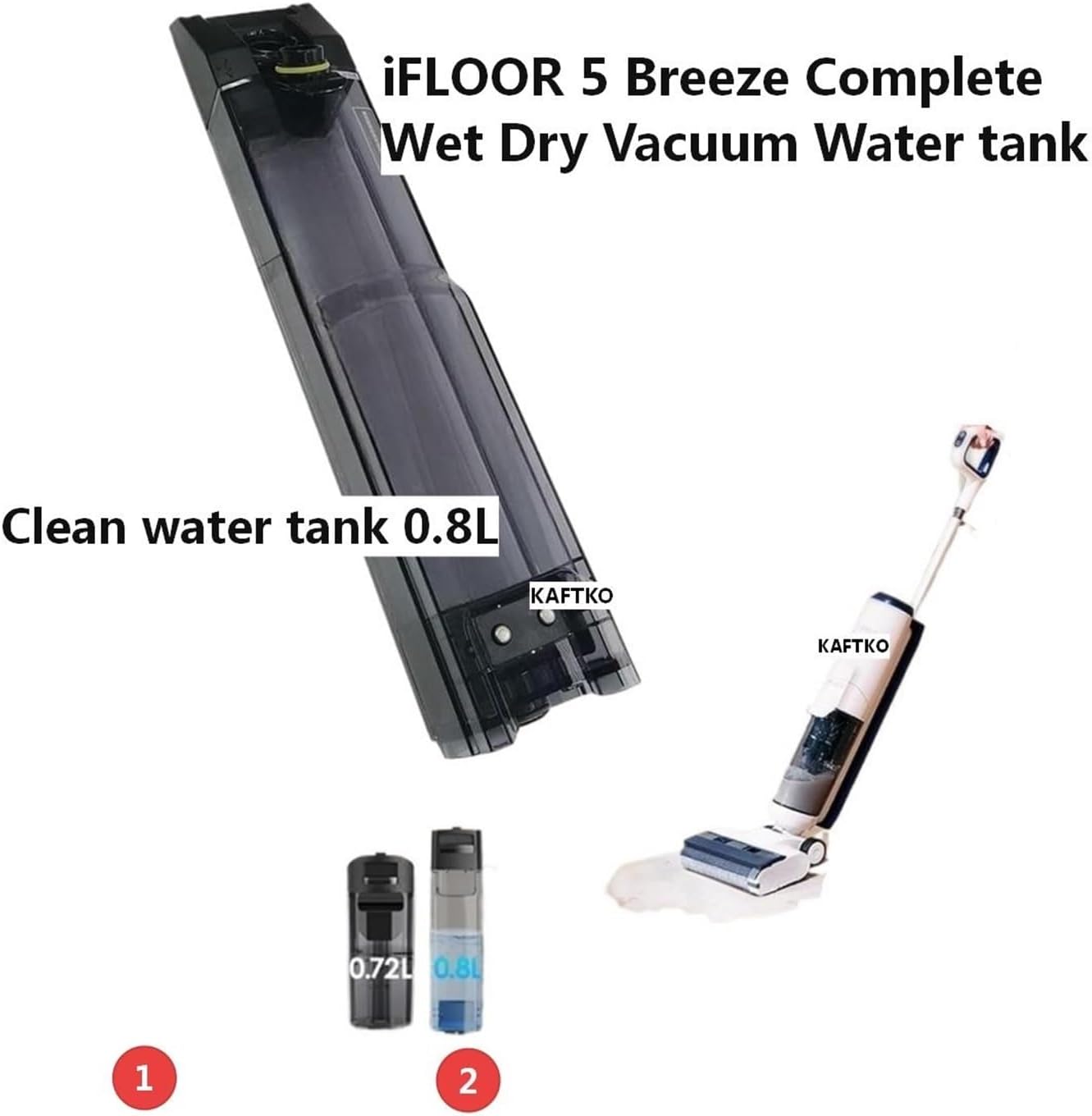 Original Wet And Dry Vacuum Cleaner Cleaning Water Tank/Dirty Water Tank Replacement. Compatible With Tineco IFLOOR 5 Breeze Complete(Clean water tank)