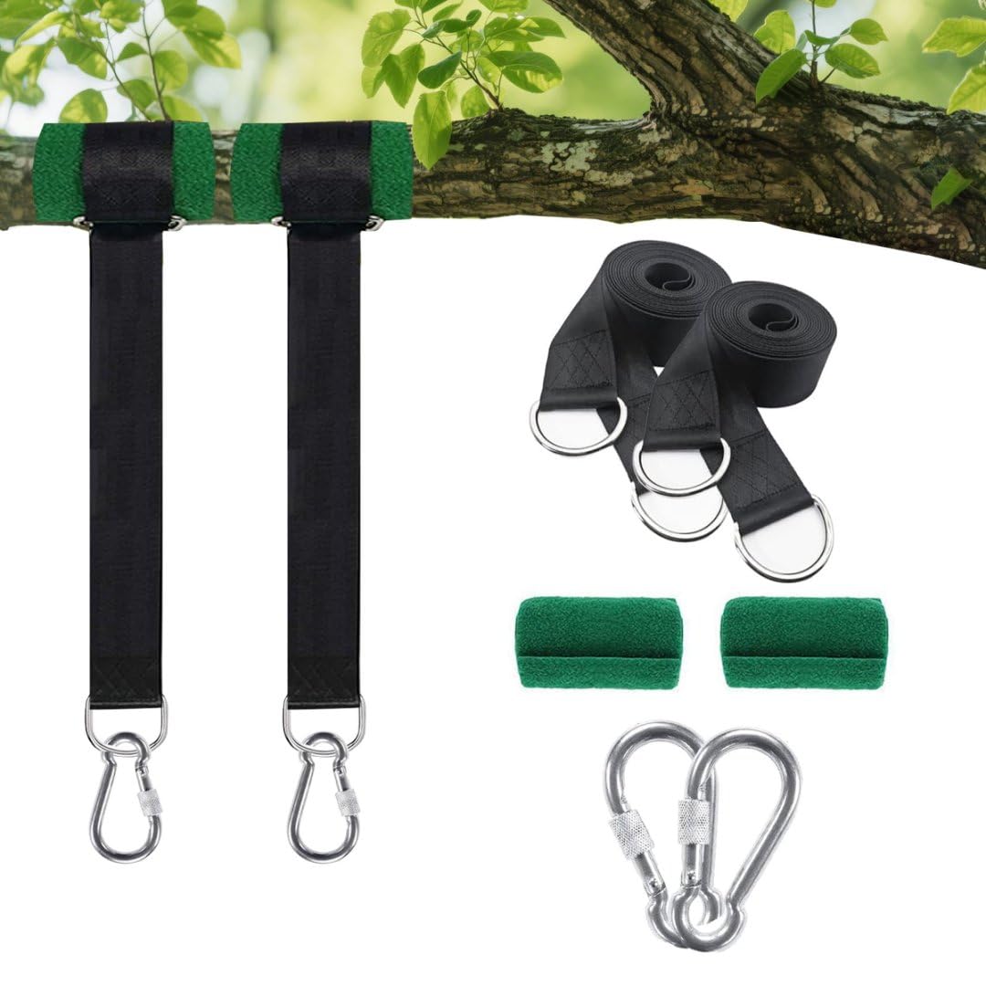 Hishine Extra Long Tree Swing Straps Holds, 5FT Tree Swing Hanging Kit with Tree Protector Perfect for Swings & Hammocks, Easy Fast Installatio