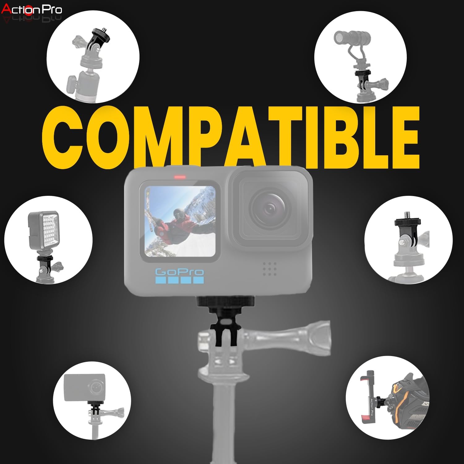 Action Pro Stainless Steel Tripod Mount Adapter Compatible W...