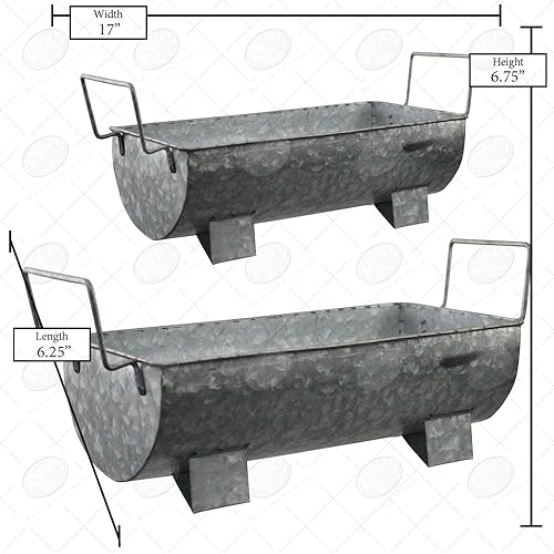 Miniatura 4 de Red Carpet Studios Macetas de metal galvanizado pequeñas y grandes, juego de 2, canaleta