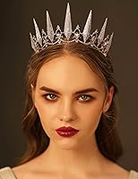 Vista 36 de SWEETV Tiaras y coronas para mujer, tiara de boda de cristal para novia, corona plateada de metal, accesorios de fiesta de disfraces