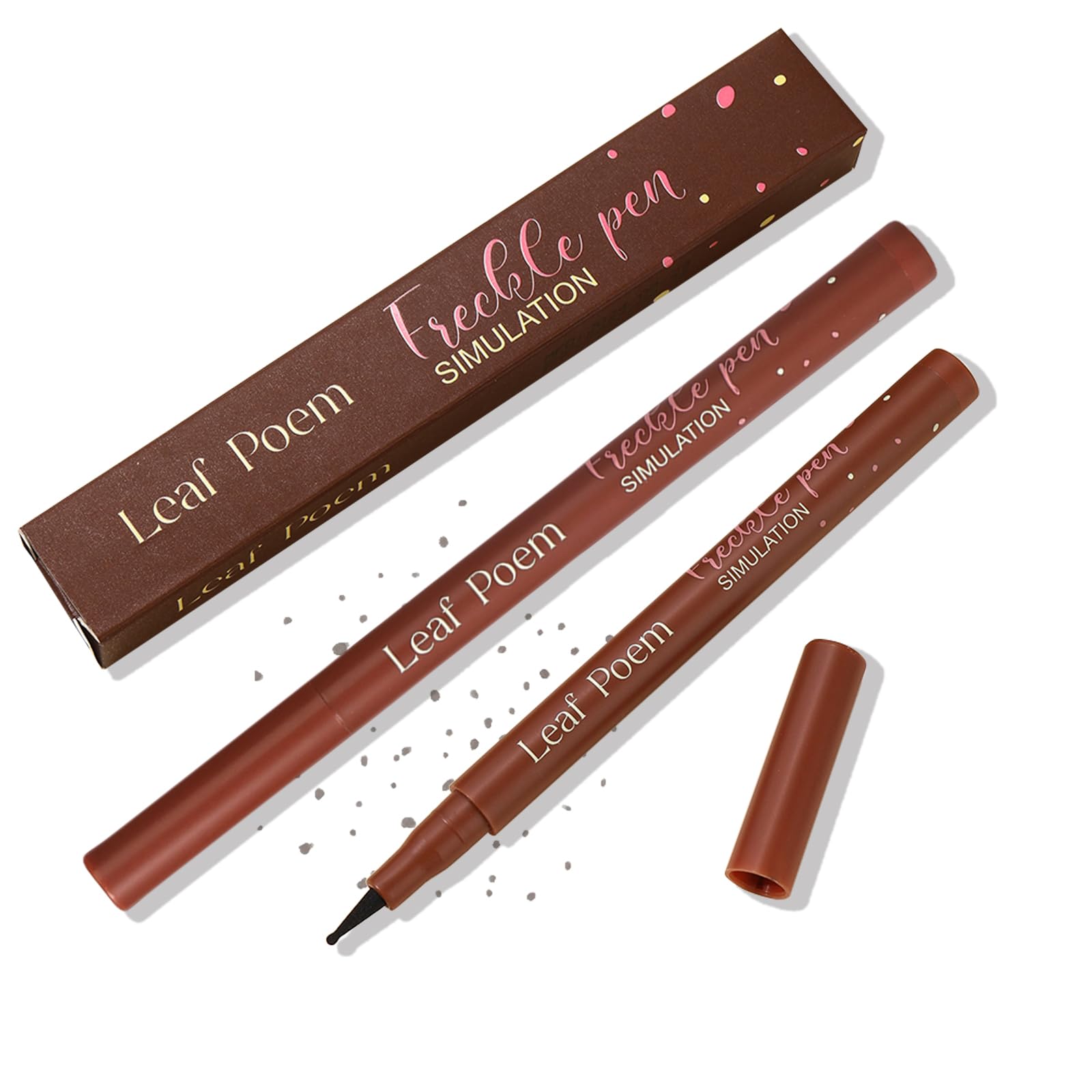 Freckles Pen to Create Natural Sunkissed Makeup,Lifelike Faux Face Freckle Pens Waterproof and Long Lasting,Soft Dot Sopt Magic Freckle Pens - 04Coffee Brown (2PACK) 04-Coffee Brown Full Size
