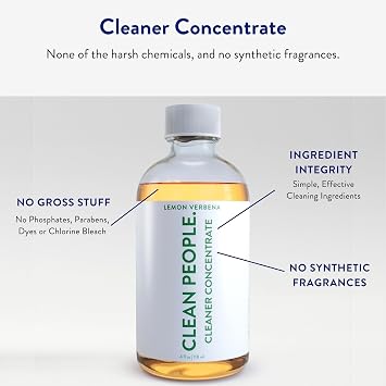 Clean People Cleaner Concentrate - All-Purpose Cleaner for Multi-Purpose Cleaning, Bathrooms, Floors, Concentrated, Recyclable Packaging (Lemon Verbena Scent) 4oz (2 Pack)