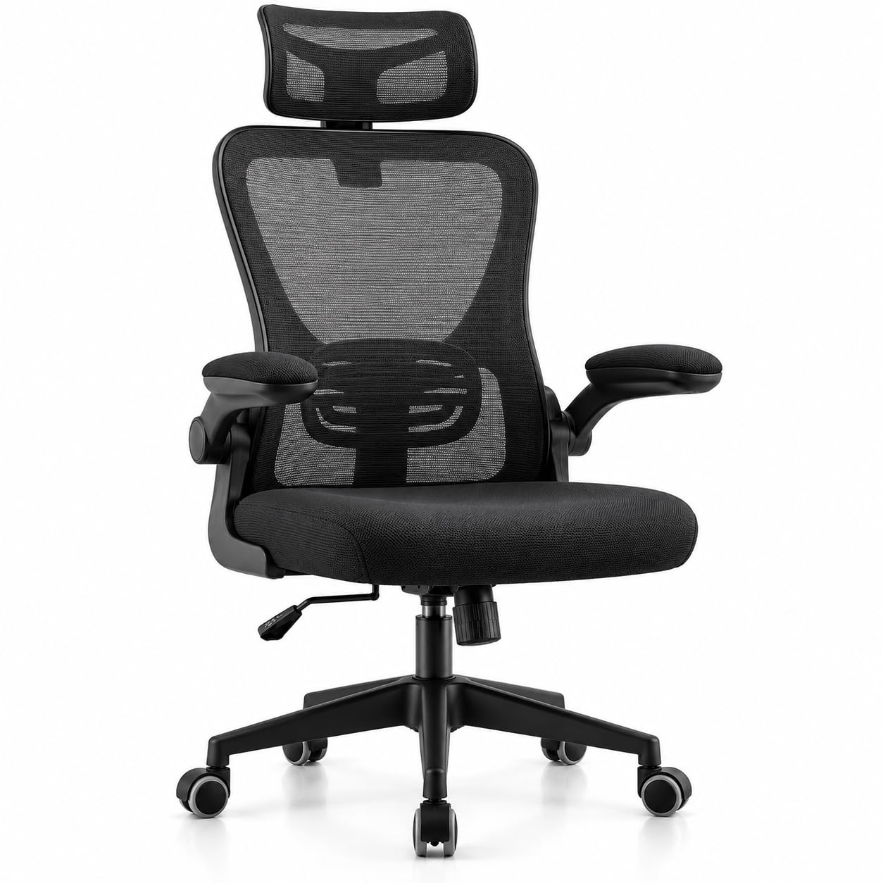 Cadeira de Escritório Ergonômica com Apoio de Cabeça Preta
