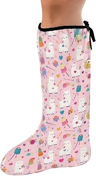 Alpacas Cast Cover for Foot Cute Leg Cast Cover Pink Cast Sock Cover for Foot Elastic Fabric Leg Cast Protector for Women Large Protective Leg Plaster Sleeve
